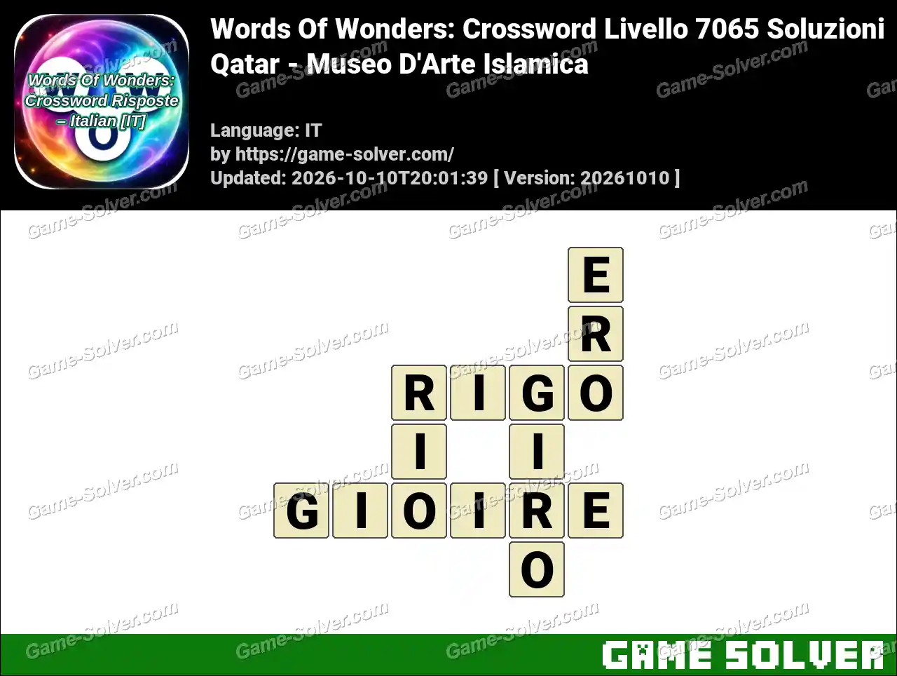 Words Of Wonders: Crossword Livello 7065 Soluzioni – Qatar – Museo D’Arte Islamica